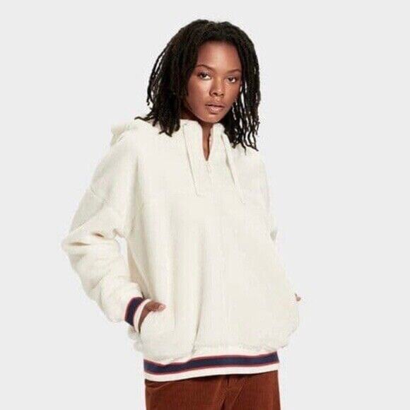UGG Kailani Sherpa Hoodie CREAM Hooded Sweater Sz M - Picture 3 of 10